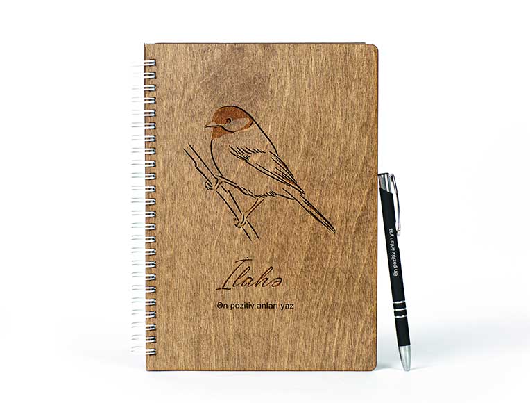 Wooden Notebook | Lovely Bird | Photomart.az