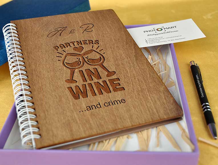 Wooden Notebook | Wine | Photomart.az