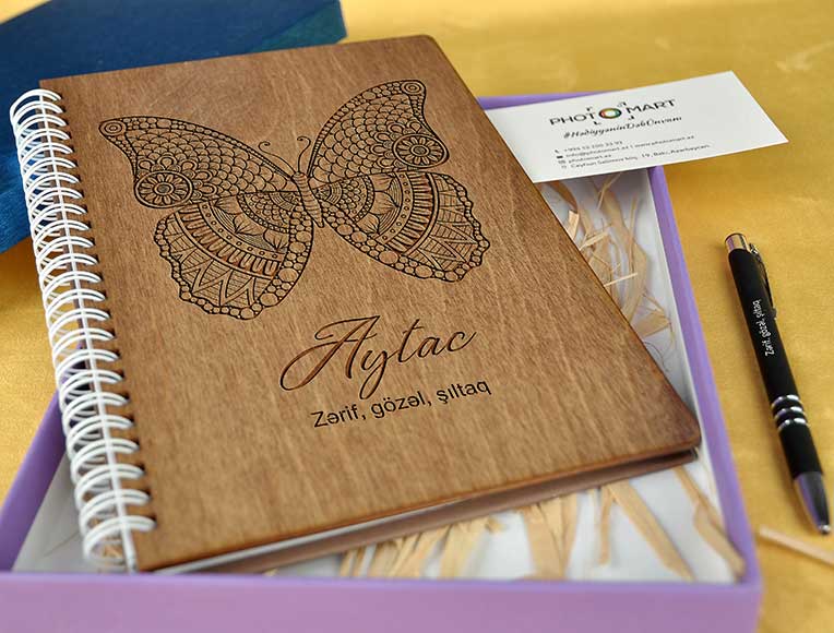 Wooden Notebook | Butterfly | Photomart.az